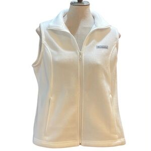 Columbia fleece vest full zip zipper sleeveless pockets white women’s size L